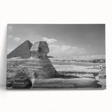 Black and white large art of pyramids design on stretched canvas, suitable for kitchen or bedroom wall.