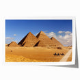 Extra large rolled print of pyramids with subtle gray tones, suitable for art wall dining room.