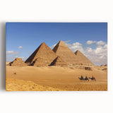Black and white print of pyramids on stretched canvas, suitable for kitchen art with a minimalist design.
