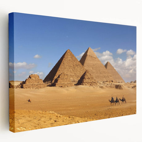 Side view of a large canvas featuring a minimalist pyramid design in neutral tones, ideal for kitchen wall art.