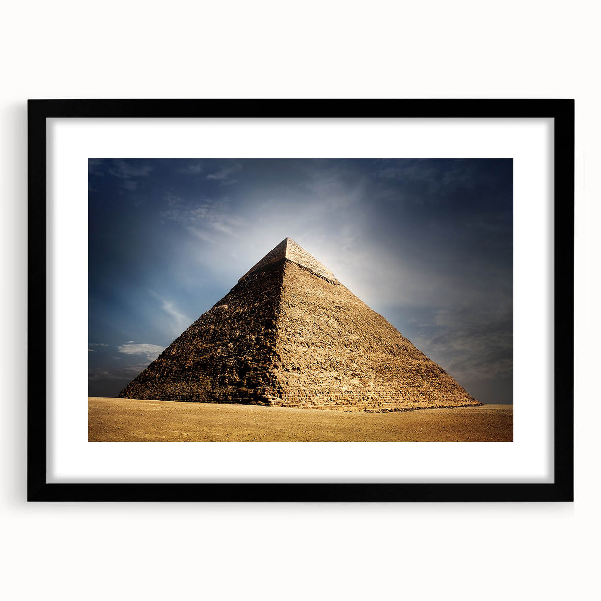 Abstract art print featuring colorful, textured pyramids on a large canvas, ideal for living room decor.