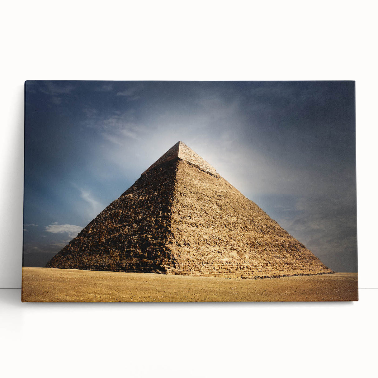 Black and white large art of pyramids design on stretched canvas, ideal for kitchen wall art or bedroom decor.