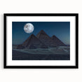 Extra large abstract art print featuring colorful, textured pyramids, displayed in a black frame with mat.