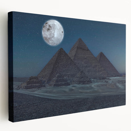 Large canvas print of geometric pyramids in muted earth tones, suitable for kitchen wall art.