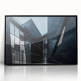 Large abstract wall art featuring skyscraper designs in black and white, framed in acrylic, ideal for modern office decor.