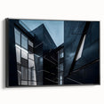 Black and white framed canvas featuring a vintage skyscraper design, ideal for bedroom wall decor.