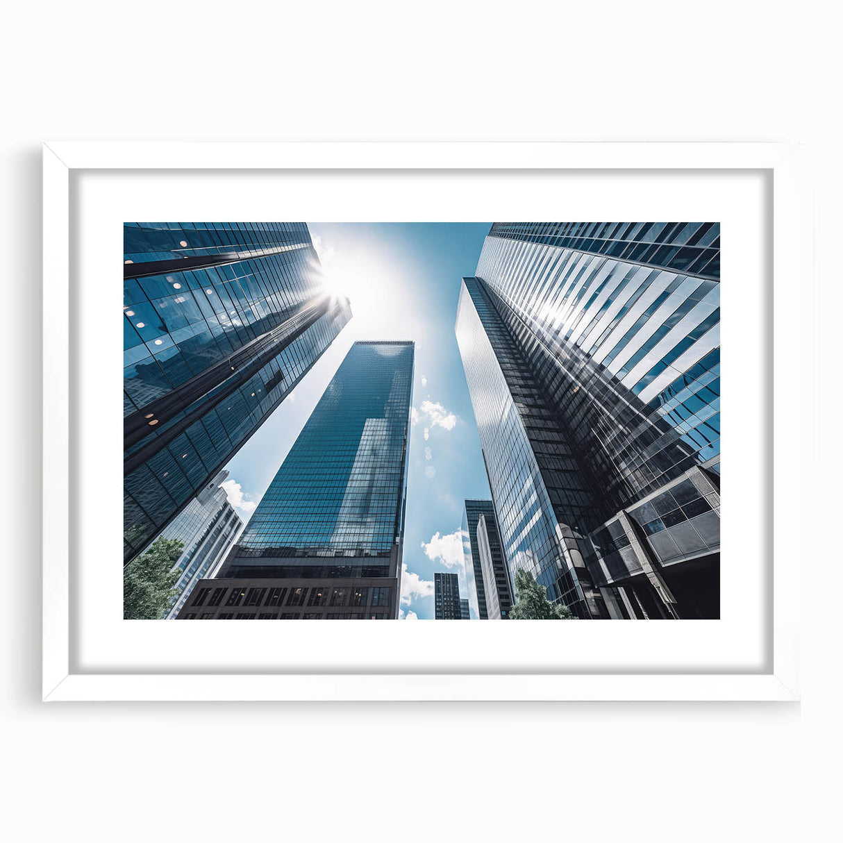 Extra large abstract art print featuring textured skyscraper design in muted gray.
