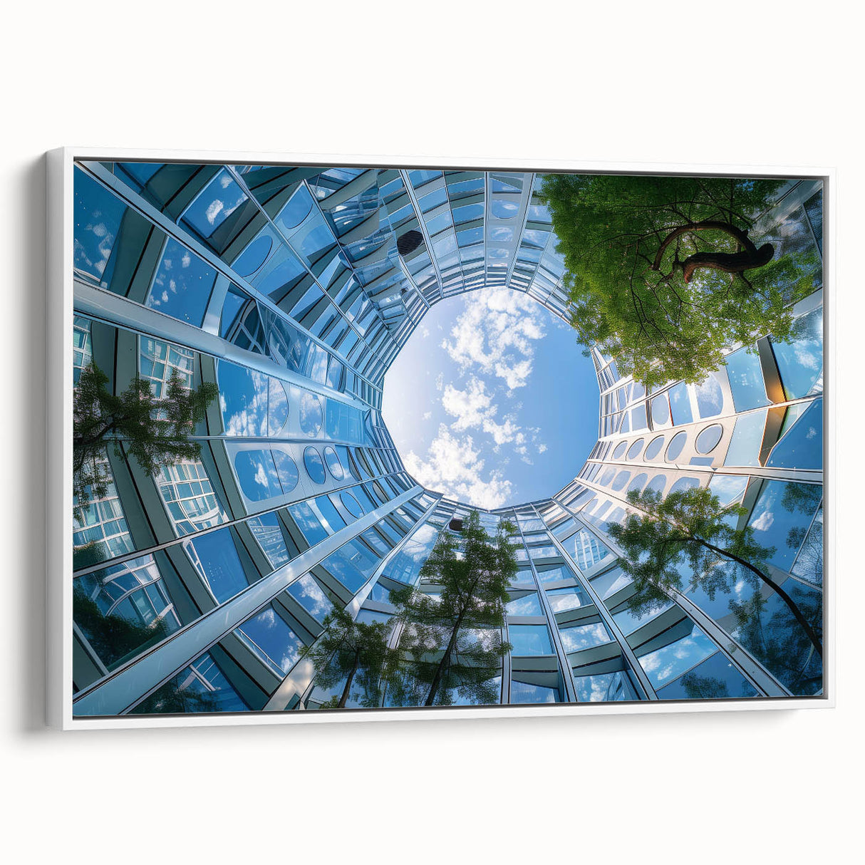 Framed canvas of a vintage black and white skyscraper design, ideal for bedroom wall art.