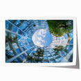 Rolled print of a skyscraper design in grayscale, suitable as art wall for dining rooms or large bathroom spaces.