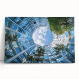 Black and white photo of skyscrapers on stretched canvas, suitable as large kitchen wall art or bedroom decor.