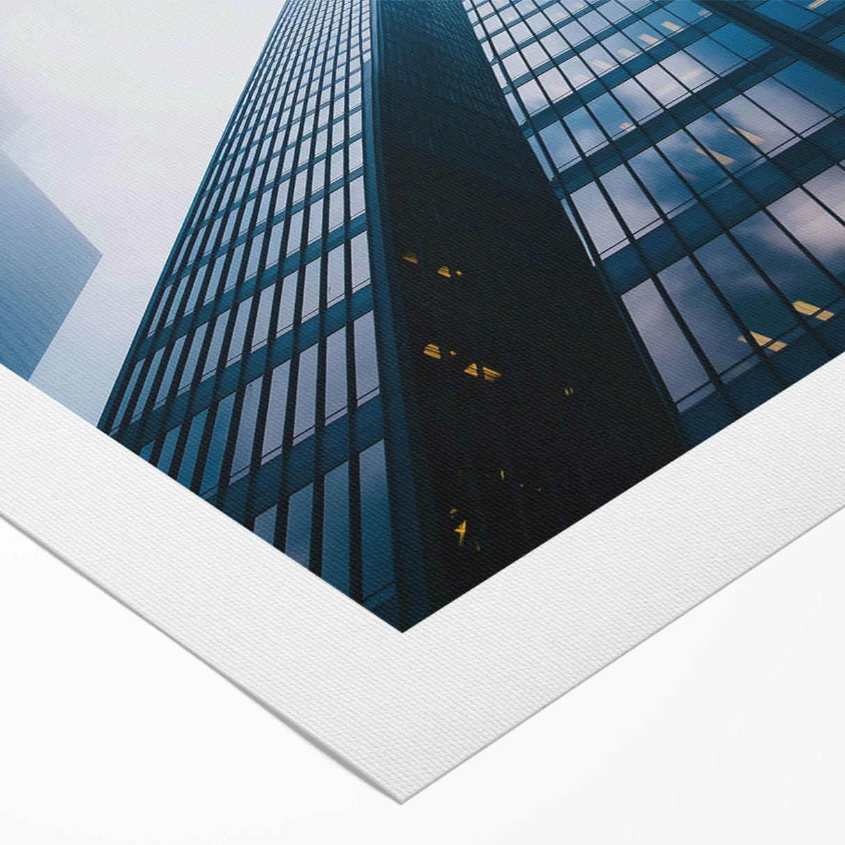 Art deco poster featuring a monochrome skyscraper design on rolled canvas, suitable for dining room wall art.