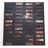 Black and white photo of skyscrapers on stretched canvas, ideal for kitchen wall art or bedroom ambiance.