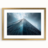 Textured art depicting abstract skyscraper design in gold frame, ideal for modern bedroom decor.