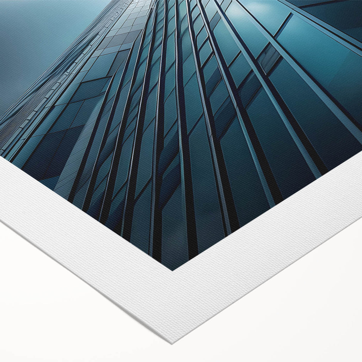 Art deco poster featuring a geometric skyscraper design on a rolled canvas, suitable for dining room decor.