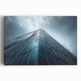 Black and white photo of skyscrapers on stretched canvas, suitable as large kitchen wall art.