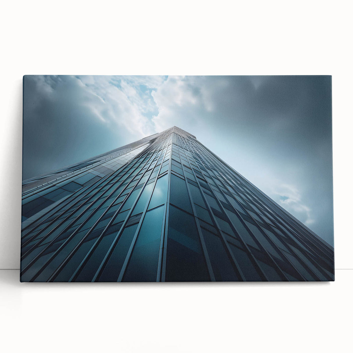 Black and white photo of skyscrapers on a stretched canvas, ideal for kitchen wall art or bedroom ambiance.