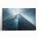 Black and white photo of skyscrapers on a stretched canvas, ideal for kitchen wall art or bedroom ambiance.