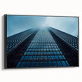 Black and white framed canvas featuring a vintage skyscraper design, ideal for bedroom wall art.