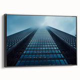 Black and white framed canvas featuring a vintage skyscraper design, ideal for bedroom wall art.