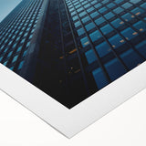 Art deco poster featuring a geometric skyscraper design in monochrome tones on rolled canvas.