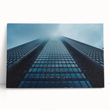 Black and white photo of skyscrapers on stretched canvas, suitable as large kitchen wall art or for bedroom ambiance.