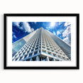 Extra large abstract art print featuring colorful, textured skyscraper designs on a black framed mat.