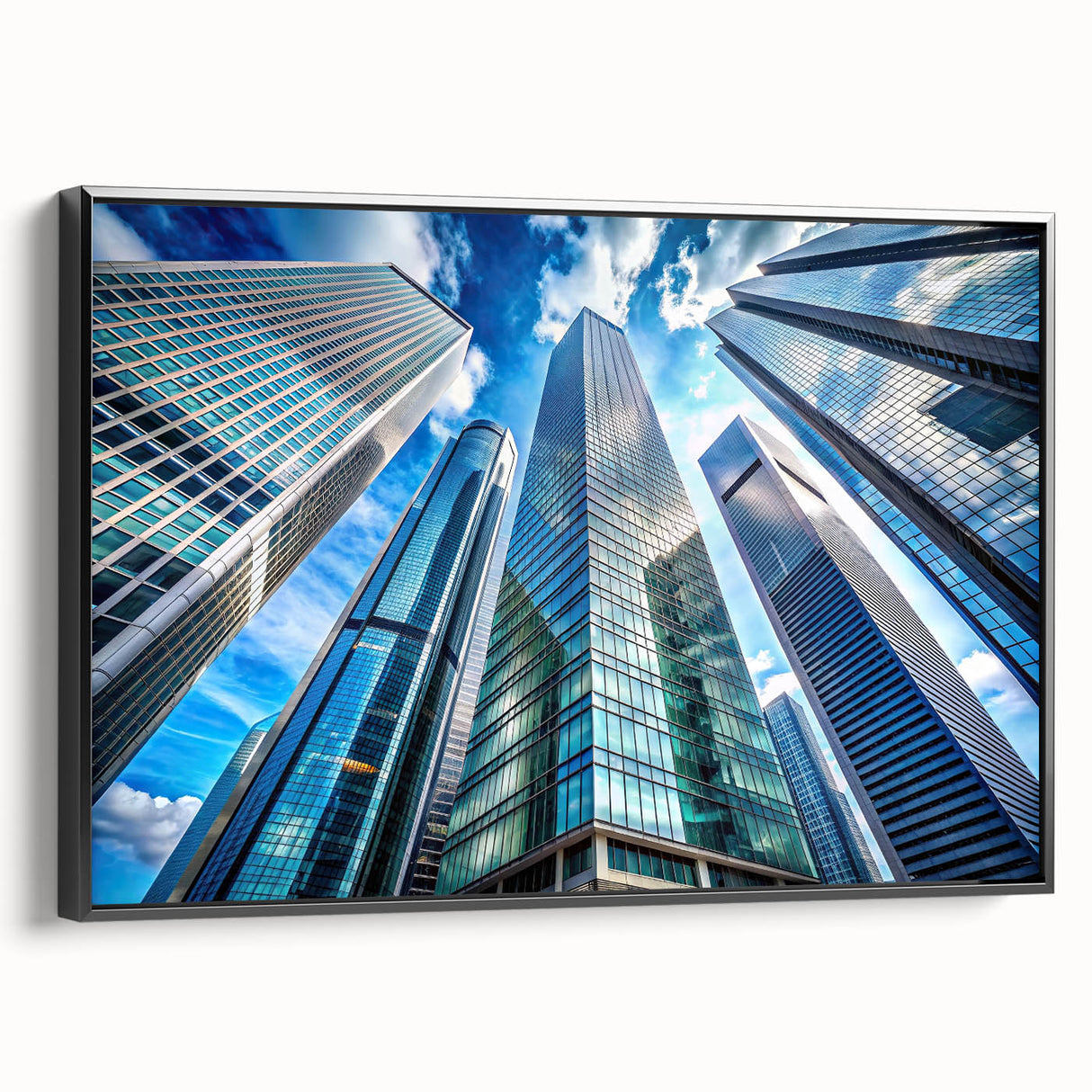 Black and white framed canvas featuring a vintage skyscraper design, ideal for bedroom landscape art.