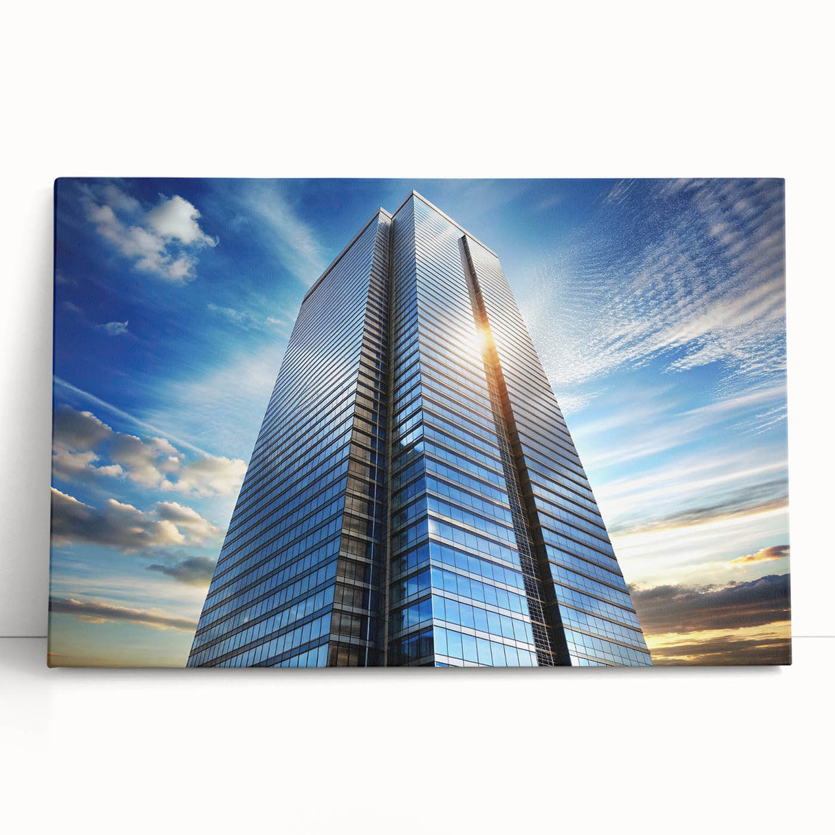 Black and white photo of skyscrapers on stretched canvas, ideal for kitchen wall art or bedroom ambiance.