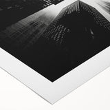 Art Deco poster featuring a skyscraper design in monochrome on rolled canvas, suitable for dining room wall art.
