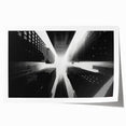 Extra large rolled print of a skyscraper architecture design in monochrome, ideal for art wall dining room.