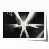 Extra large rolled print of a skyscraper architecture design in monochrome, ideal for art wall dining room.