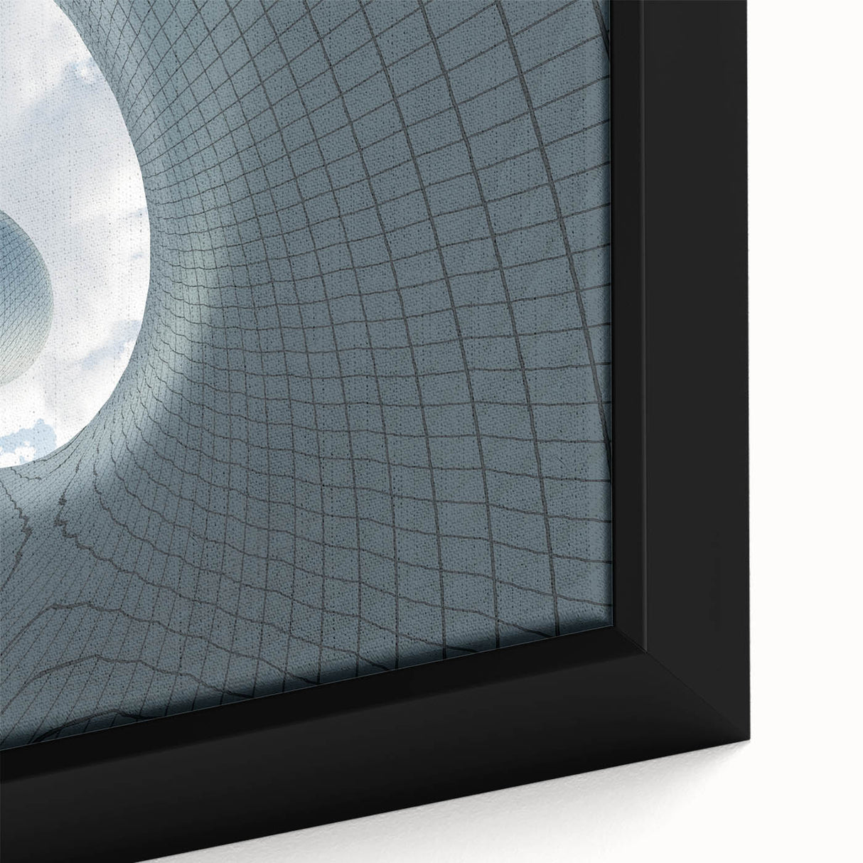 Framed canvas of a black skyscraper, textured with colorful abstract elements, ideal for living room decor.