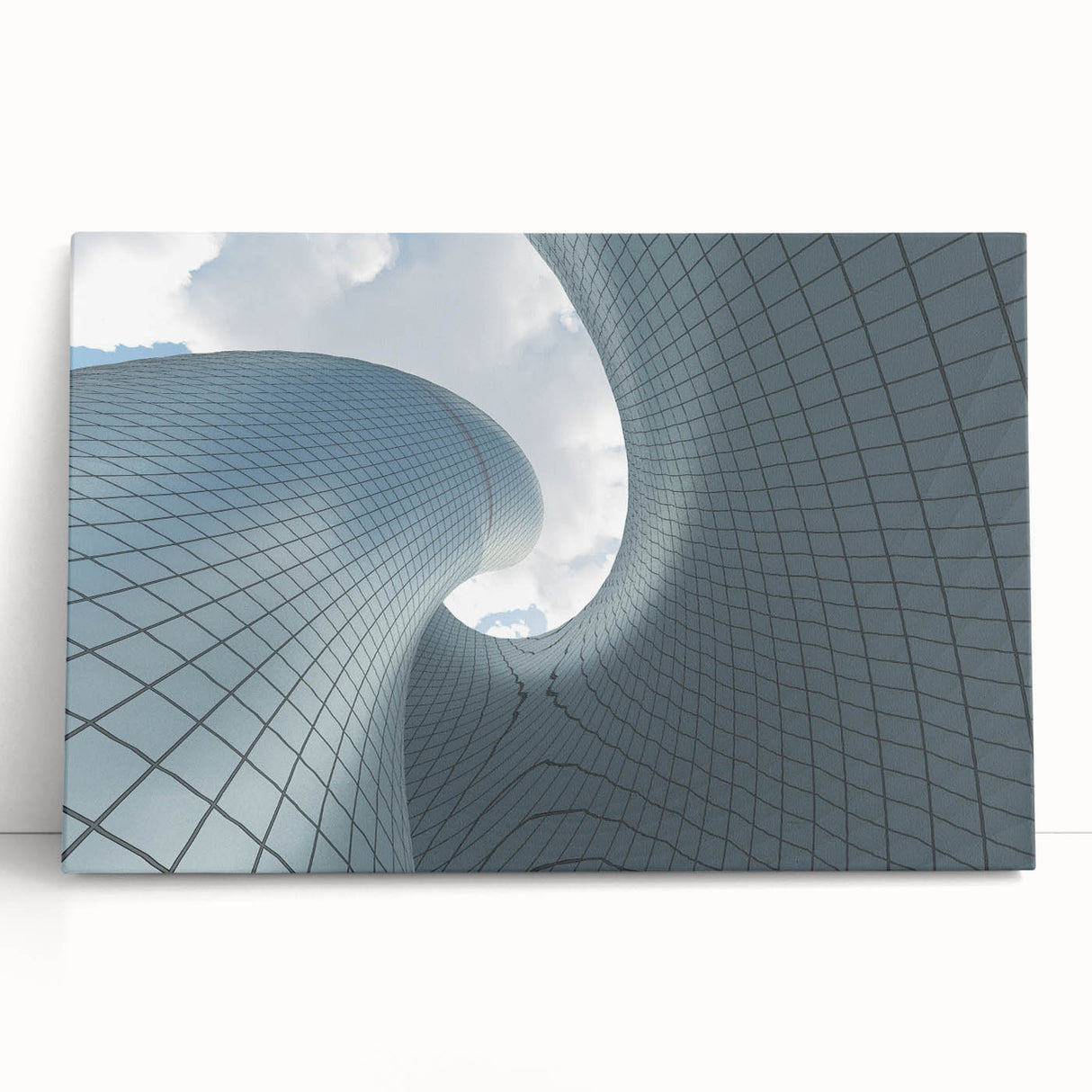 Black and white photograph of skyscrapers on stretched canvas, suitable for kitchen wall art or bedroom.