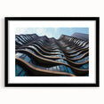 Extra large abstract art print featuring colorful, textured skyscraper designs on a framed canvas.