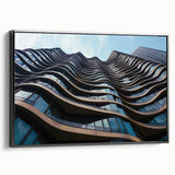 Black and white framed canvas featuring a vintage poster art style skyscraper design, ideal for bedroom wall decor.