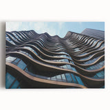 Black and white photo of skyscrapers on stretched canvas, ideal for kitchen wall art.