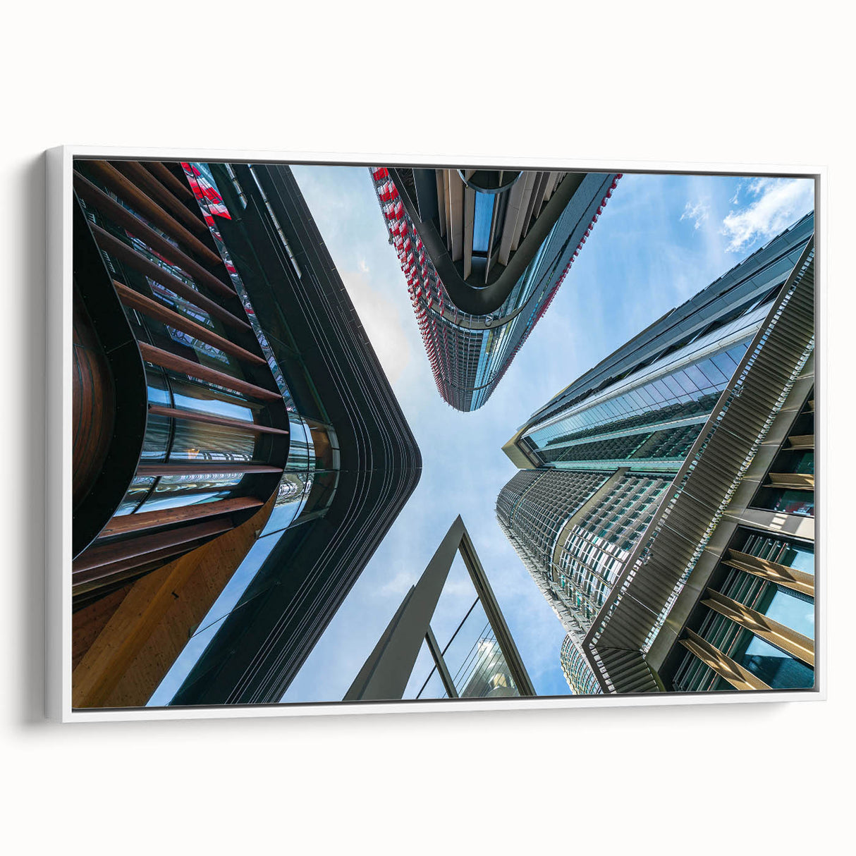 Framed canvas featuring a vintage poster of a black skyscraper landscape, ideal for bedroom wall decor.