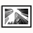 Abstract art print featuring vibrant, colorful skyscraper designs on a textured, extra-large canvas.