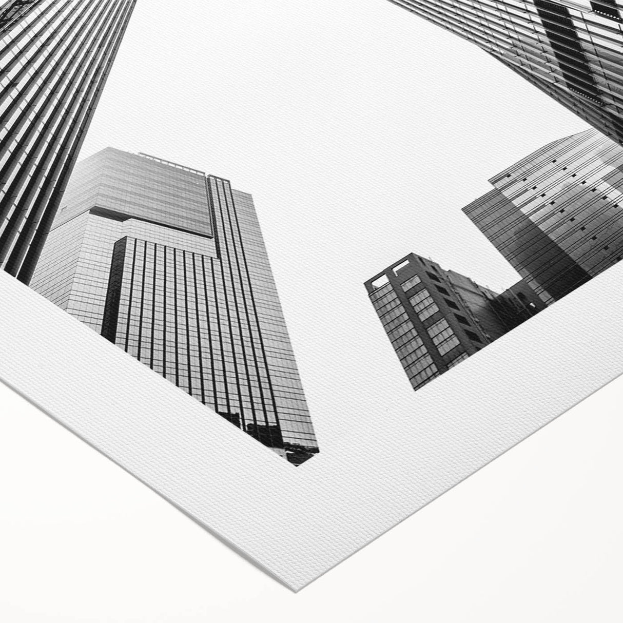 Art deco poster featuring a monochrome skyscraper design on rolled canvas, suitable for dining room wall art.