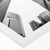 Art deco poster featuring a monochrome skyscraper design on rolled canvas, suitable for dining room wall art.