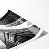 Extra large rolled print featuring line art flowers in black and white, suitable for large living room wall art.