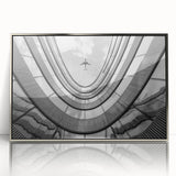 Art Deco poster featuring a silver-framed acrylic print of a skyscraper design, suitable for modern art wall decor.