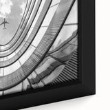 Extra large black wall art featuring a textured skyscraper design on a framed canvas, suitable for living room decor.