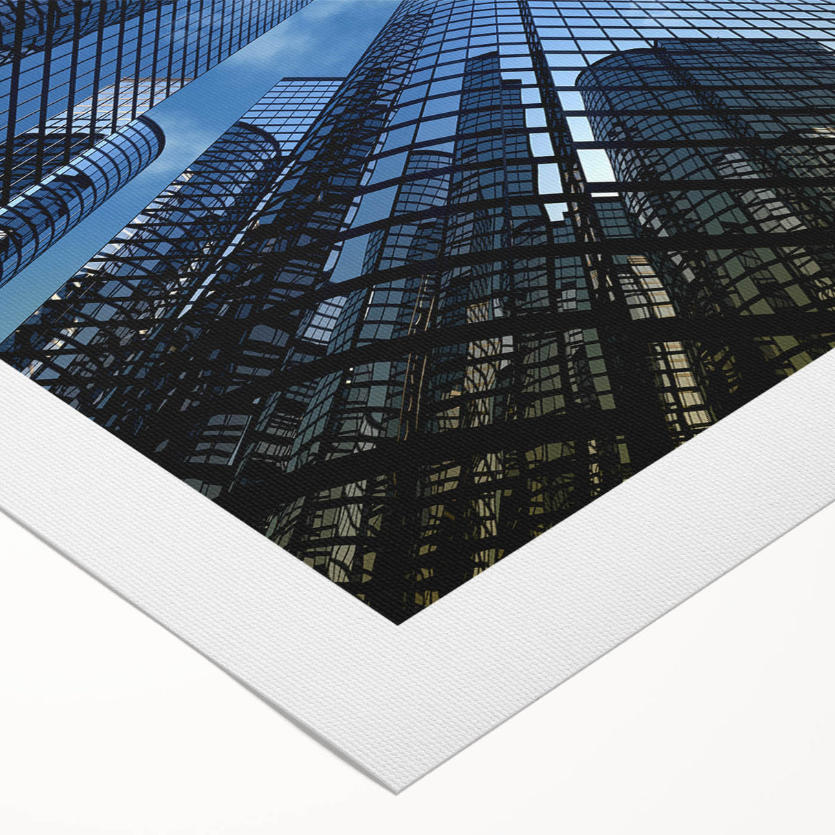 Art deco poster featuring a geometric skyscraper design in monochrome tones on rolled canvas, suitable for dining room decor.