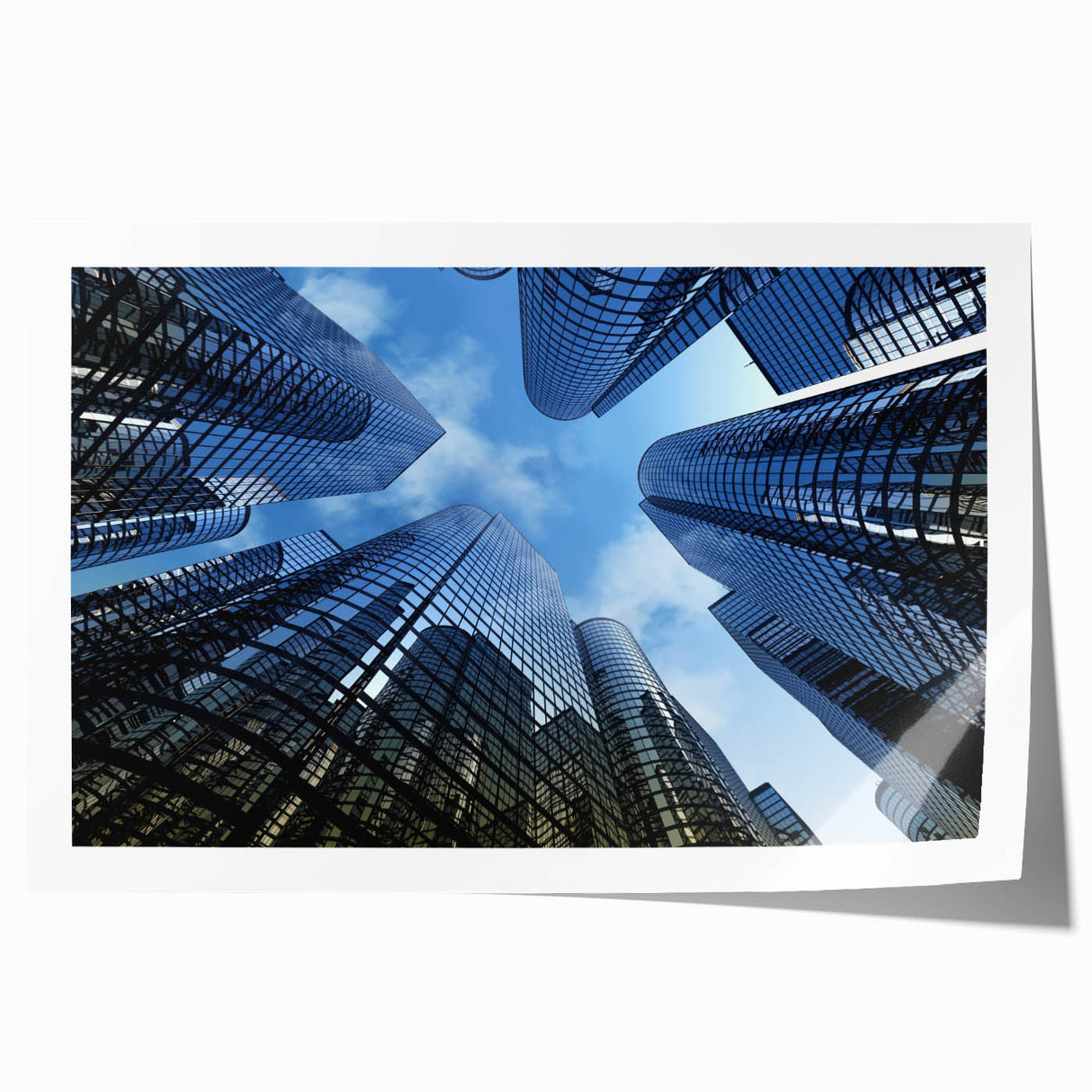 Extra large rolled print of a skyscraper architecture design in monochrome, ideal for art wall dining room.