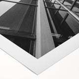 Art deco poster of a skyscraper, in muted metallic tones, on rolled canvas, ideal for dining room wall art.