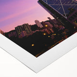 Art deco poster featuring a skyscraper design in monochrome tones on rolled canvas.