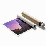 Extra large rolled print of a skyscraper in muted gray tones, ideal for classy bathroom wall art.