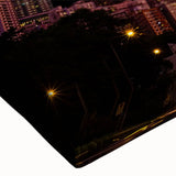 Black and white large art of skyscraper landscape on stretched canvas, ideal for bedroom wall decor.