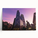 Black and white photo of skyscrapers on stretched canvas, ideal for kitchen wall art or bedroom ambiance.